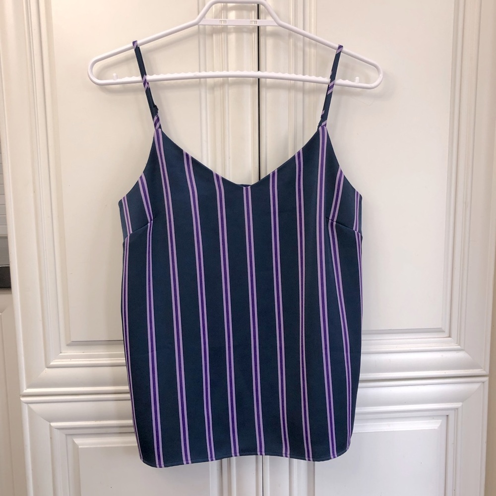 Banana Republic Navy Blue Striped Spaghetti Strap Camisole